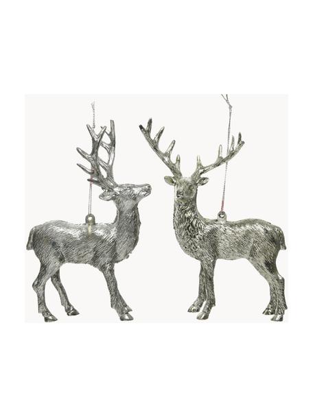 Baumanhänger Hilary, 2er-Set, Kunststoff, Silberfarben, B 11 x H 14 cm