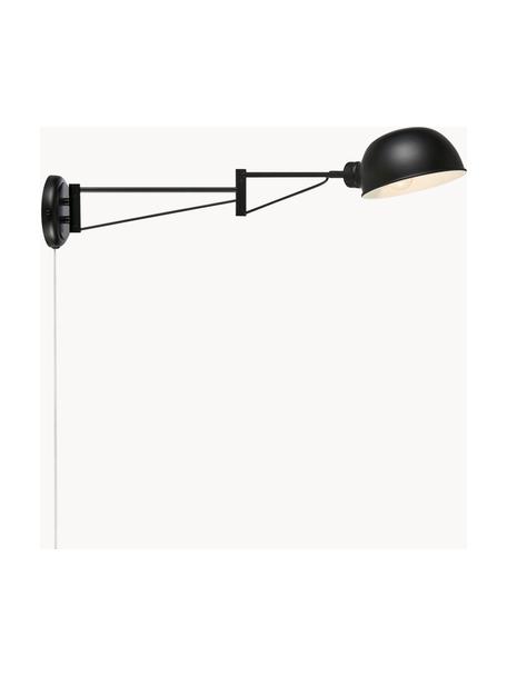 Applique grande con spina Portland, Lampada: acciaio rivestito, Nero, Prof. 76 x Alt. 16 cm