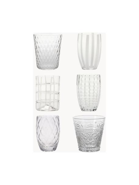 Vasos de vidrio soplado artesanalmente Melting Pot Calm, 6 uds., Vidrio, Transparente, Set de diferentes tamaños
