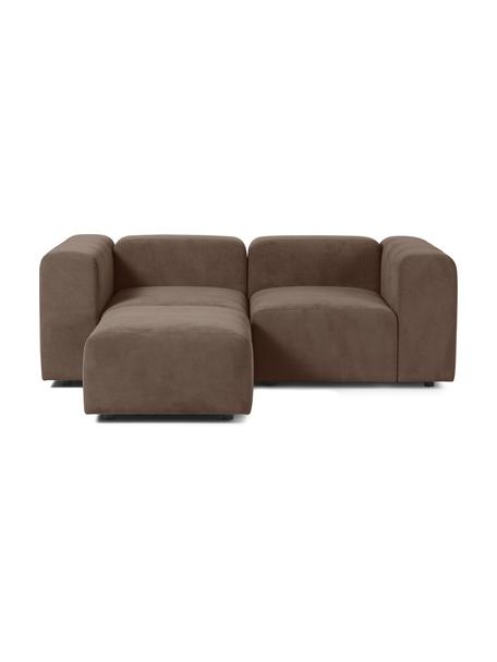 Modulares Sofa Lena (3-Sitzer) mit Hocker, Bezug: Webstoff (88% Polyester, , Gestell: Kiefernholz, Schichtholz,, Webstoff Dunkelbraun, B 209 x T 181 cm
