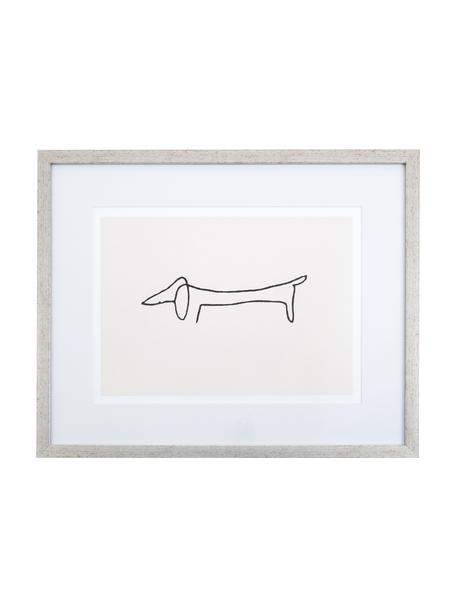 Ingelijste digitale print Picasso's Dackel, Lijst: kunststof met antieke afw, Zwart, wit, B 50 x H 40 cm