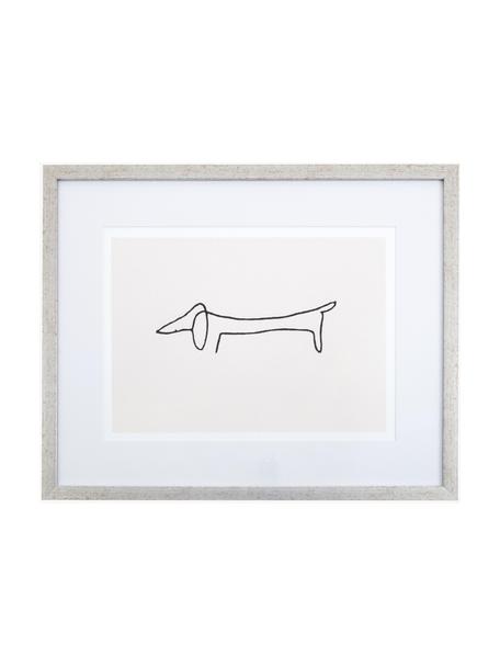 Ingelijste digitale print Picasso's Dackel, Lijst: kunststof met antieke afw, Witte tinten, zwart, B 50 x H 40 cm