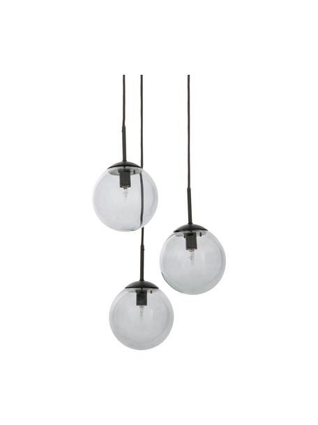 Cluster hanglamp Edie van rookglas, Grijs, zwart, B 30  x D 30 cm