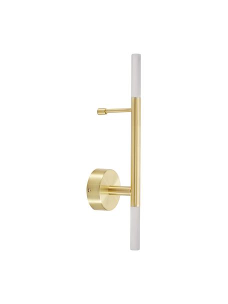 Applique grande a LED Gratia, Struttura: metallo zincato, Paralume: vetro acrilico, Dorato, bianco, Larg. 10 x Alt. 45 cm