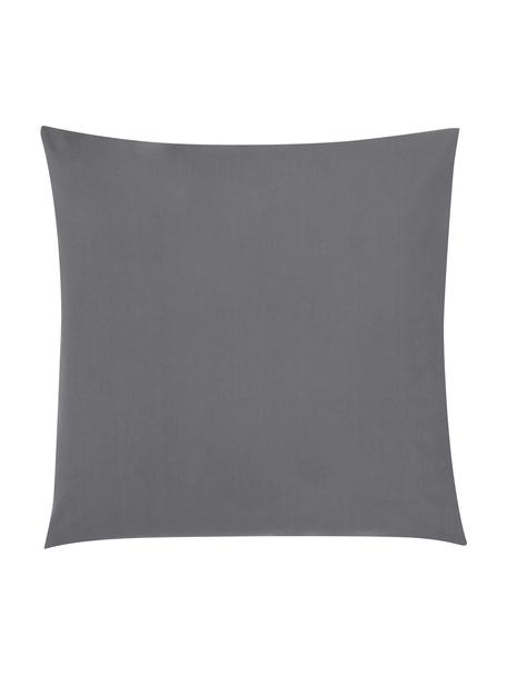 Taies d'oreiller en percale gris foncé Elsie, 2 pièces, 65 x 65 cm, Gris foncé, larg. 65 x long. 65 cm