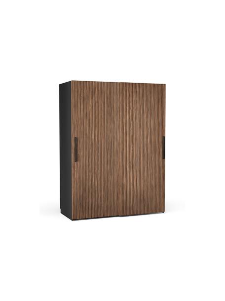 Modulárna šatníková skriňa s posuvnými dverami Simone, šírka 150 cm, niekoľko variantov, Vzhľad orechového dreva, čierna, Basic, Š 150 x V 200 cm