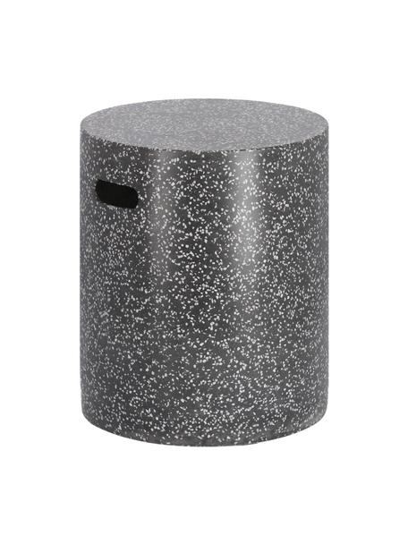 Garten-Beistelltisch Janell aus Terrazzo, Zementfaser, Schwarz, Weiß, Ø 35 cm, H 46 cm