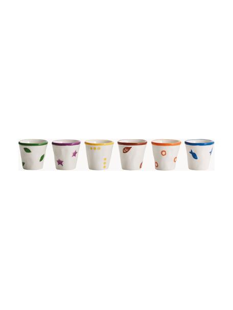 Handgemaakte espressokopjes Stencil, 6-delig, Keramiek, Meerkleurig, gebroken wit, Ø 6 x H 6 cm, 70 ml