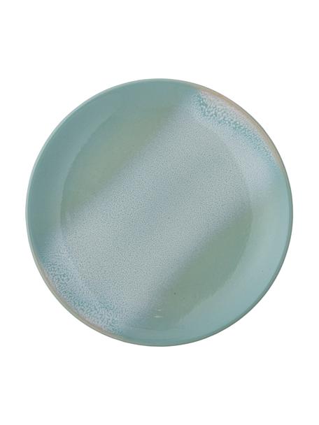 Ručne vyrobený raňajkový tanier s reaktívnou glazúrou Safie, 4 ks, Kamenina, Zelená, Ø 15 cm