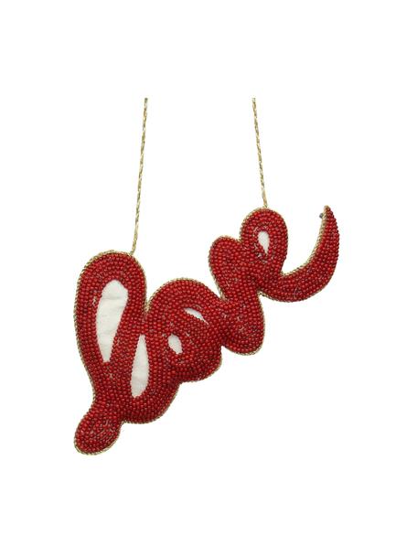 Adorno navideño Love, Figura: cuentas de vidrio, Rojo, An 16 x Al 8 cm