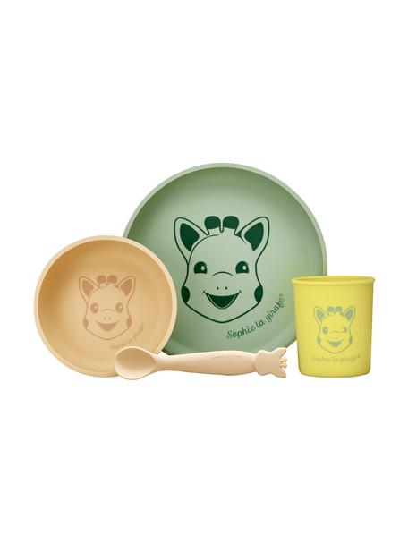 Servizio da tavola in silicone Sophie la girafe 4 pz, 100% silicone, Verde, sabbia, giallo, Set in varie misure