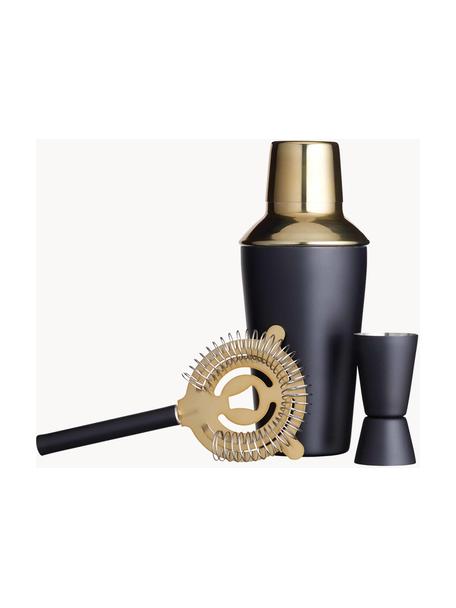 Cocktailset Menirau, set van 3, Zwart, messingkleurig, Set met verschillende formaten