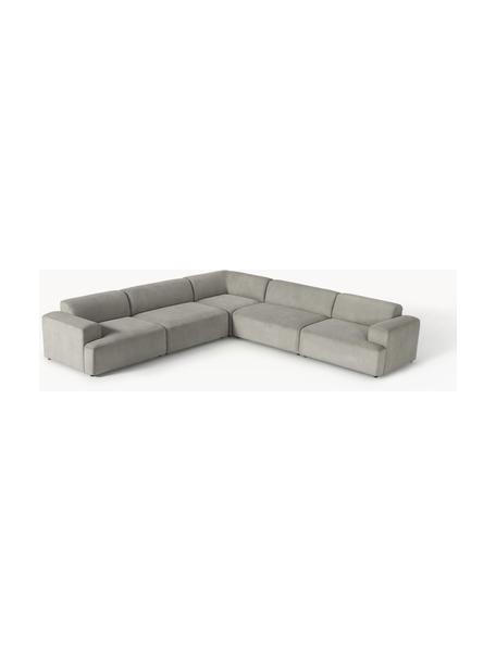 XL-Ecksofa Melva aus Cord, Bezug: Cord (92 % Polyester, 8 %, Gestell: Massives Kiefernholz, Spe, Füße: Kunststoff Dieses Produkt, Cord Grau, B 339 x T 339 cm