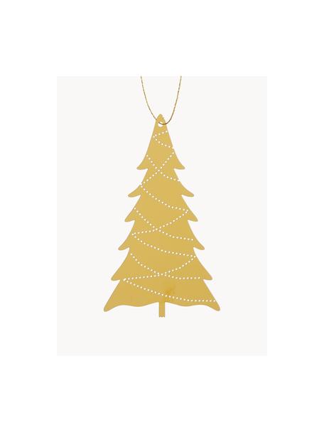 Ozdoba choinkowa Deco Tree, 4 szt., Stal szlachetna mosiądzowana, Odcienie złotego, S 7 x W 11 cm