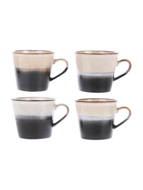 Tazza fatta a mano 70's 4 pz, Gres, Nero, tonalità beige, Ø 12 x Alt. 9 cm, 300 ml