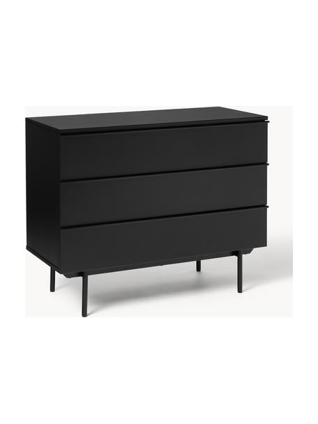 Cómoda de madera Elona, Estructura: tablero de fibras de dens, Negro, An 100 x Al 80 cm