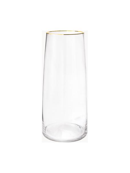 Ručně foukaná skleněná váza Myla, Sklo, Transparentní, zlatá, Ø 18 cm, V 40 cm