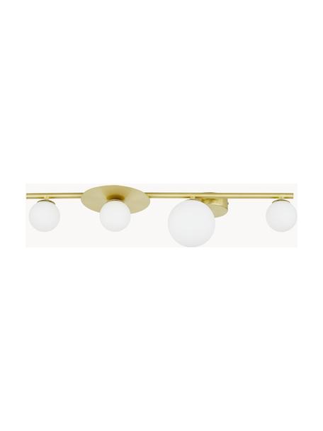 Deckenleuchte Ciara aus Opalglas, Baldachin: Metall, vermessingt, Weiss, Goldfarben, B 69 x H 16 cm