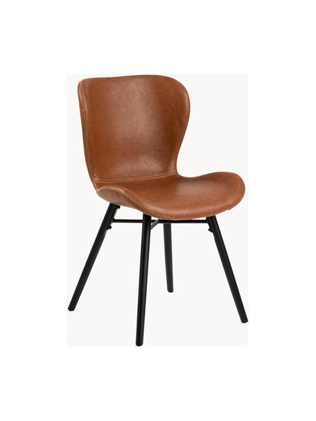 Čalouněné židle z imitace kůže Batilda, 2 ks, Imitace kůže koňak, černá, Š 47 cm, H 53 cm