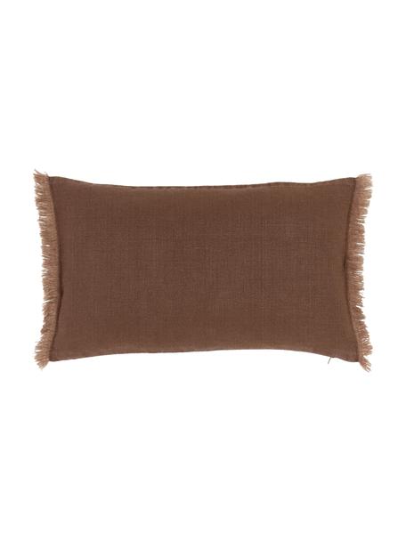 Funda de cojín de lino con flecos Luana, 100% lino

Por naturaleza, el lino tiene un tacto bastante aspero y un aspecto arrugado natural
La alta resistencia al desgarro hace que el lino sea muy resistente, Marrón, An 30 x L 50 cm