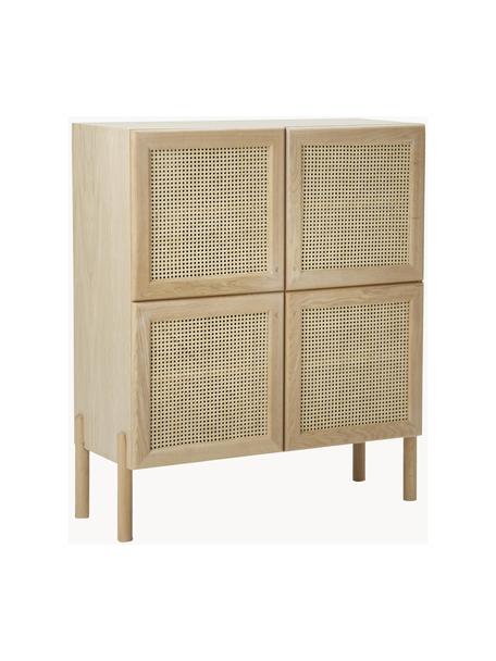 Eikenhouten dressoir Jolie met Weens vlechtwerk, Poten: massief eikenhout, Eikenhout, beige, B 106 x H 127 cm