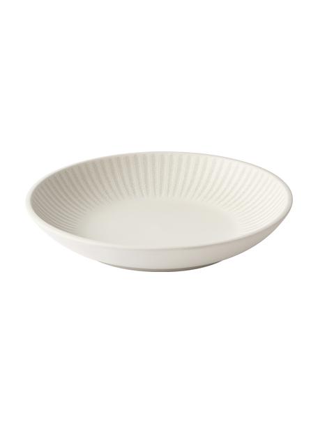 Talíře na těstoviny s proužkovaným dekorem Zabelle, 4 ks, Kamenina, Krémově bílá, béžová, Ø 24 cm, V 5 cm