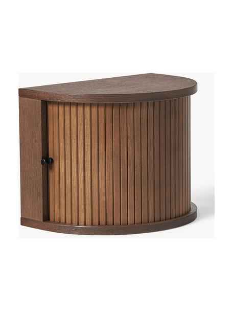 Nástěnný noční stolek s žebrováním Front, Dubové dřevo, tmavě hnědě lakované, Š 40 cm, V 30 cm