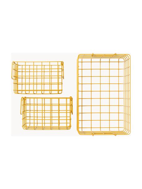 Set de cestas The Baskets, 3 uds., Acero con pintura en polvo, Amarillo mostaza, Set de diferentes tamaños
