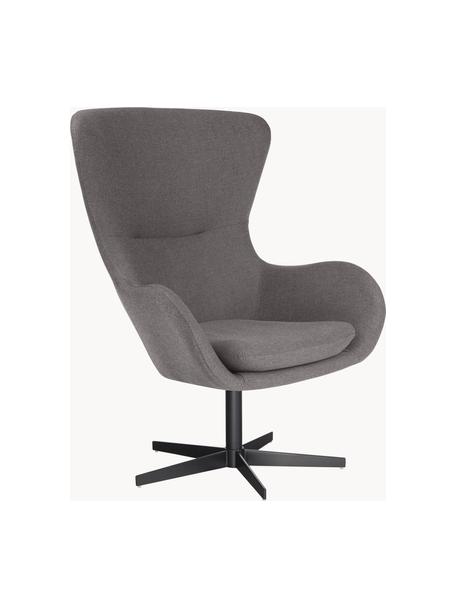 Draaibare fauteuil Wing, Bekleding: 93% polyester, 5% katoen,, Poten: gepoedercoat metaal, Geweven stof donkergrijs, B 76 x D 77 cm
