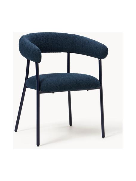 Chaises rembourrées en bouclette Thiago, 2 pièces, Tissu bouclé bleu foncé, larg. 60 x prof. 54 cm