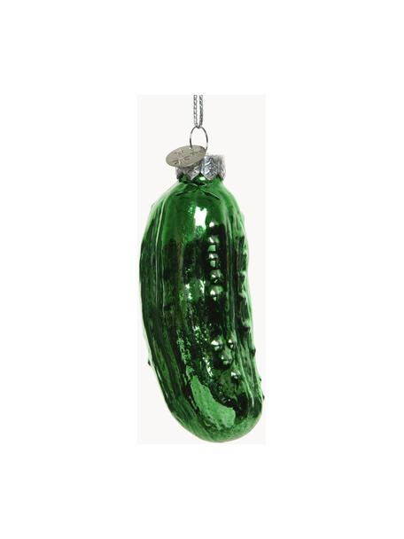 Adornos navideños Gurke, 2 uds., Adornos: vidrio, Verde, Ø 3 x Al 9 cm