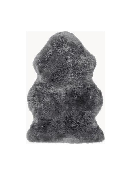 Schapenvacht Oslo, glad, Bovenzijde: 100% schapenvacht, Onderzijde: 100% leer, chroomvrij gel, Donkergrijs, B 60 x L 90 cm