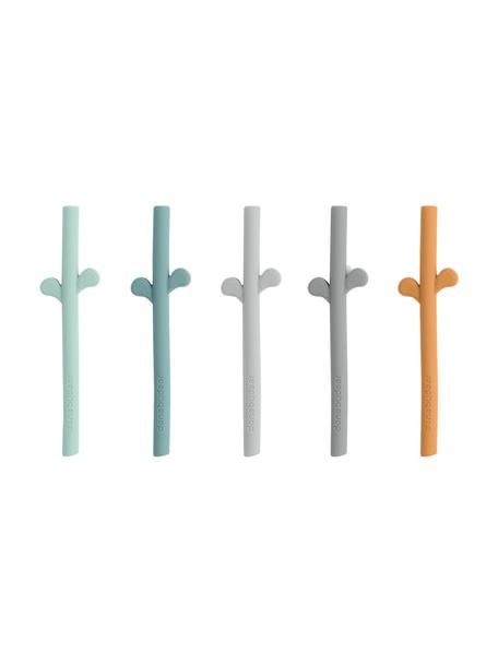 Silikon-Strohhalme-Set Peekaboo, 5-tlg., 100 % Silikon, Bunt, L 14 cm