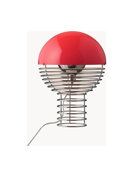 Lampe à poser design Wire, Gris chrome, rouge, Ø 30 x haut. 42 cm