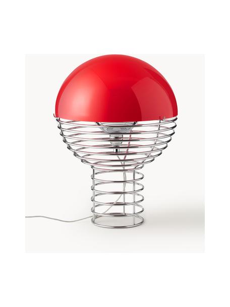 Lampada da tavolo Wire, design Verner Panton, Struttura: metallo rivestito, Decorazione: poliacrilico, Argentato, rosso, Ø 30 x Alt. 42 cm