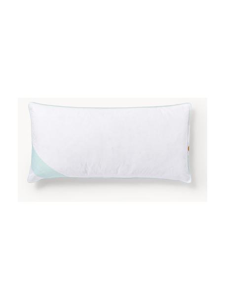 Cuscino morbido Comfort, Bianco con fascia di stoffa in raso turchese, Larg. 40 x Lung. 80 cm