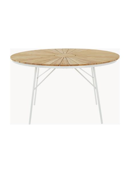 Table de jardin ronde en teck Ellen, tailles variées, Teck, blanc, Ø 130 x haut. 73 cm