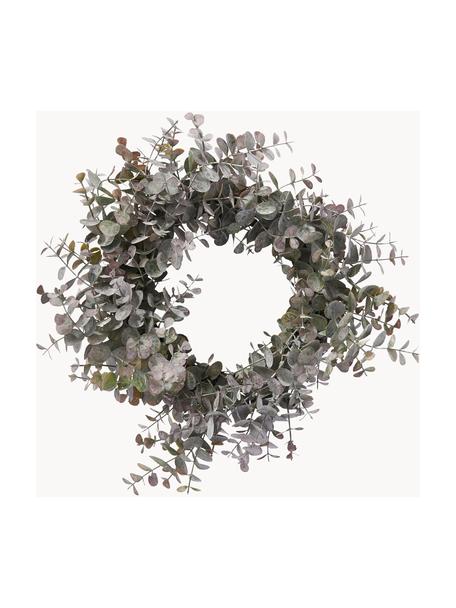 Couronne décorative eucalyptus artificiel Eurelia, Plastique, Poudre verte, Ø 28 x haut. 8 cm