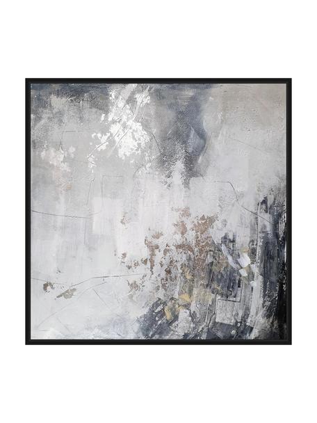 Tableau sur toile encadré Speculation, Tons gris, larg. 103 x long. 103 cm