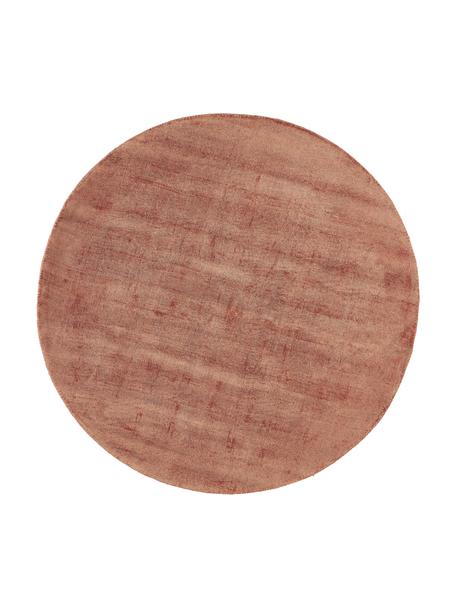 Rond viscose vloerkleed Jane, handgeweven, Onderzijde: 100% katoen Het in dit pr, Terracotta, Ø 200 cm (maat L)