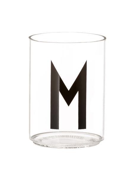 Design waterglas Personal met letters (varianten van A tot Z), Borosilicaatglas, Transparant, zwart, Waterglas M, 300 ml