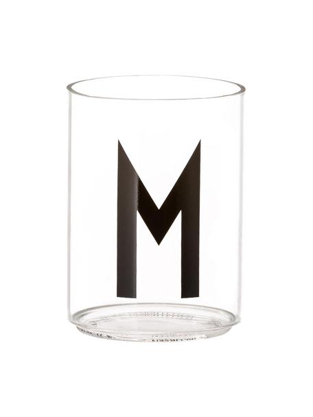 Bicchiere di design in vetro con lettera Personal (varianti dalla A alla Z), Vetro borosilicato, Trasparente, nero, Bicchiere per l'acqua M, 300 ml