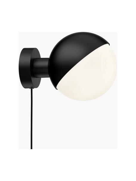 Mondgeblazen wandlamp VL Studio met stekker, Diffuser: opaalglas, mondgeblazen, Zwart, B 20 x H 15 cm