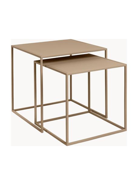 Tables d'appoint Fera, 2 élém., Acier, revêtement par poudre, Beige, Lot de différentes tailles