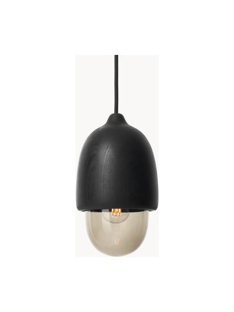 Lámpara de techo pequeña de vidrio soplado artesanalmente Terho, Cable: cubierto en tela, Negro, greige, Ø 14 x Al 22 cm