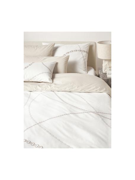 Funda nórdica de percal Ciana, Blanco crema, Cama 90 cm (155 x 220 cm)