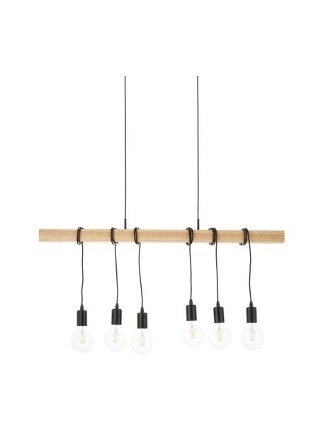 Veľká závesná lampa z dreva Townshend, Čierna, kaučukovníkové drevo, Š 100 x H 10 cm