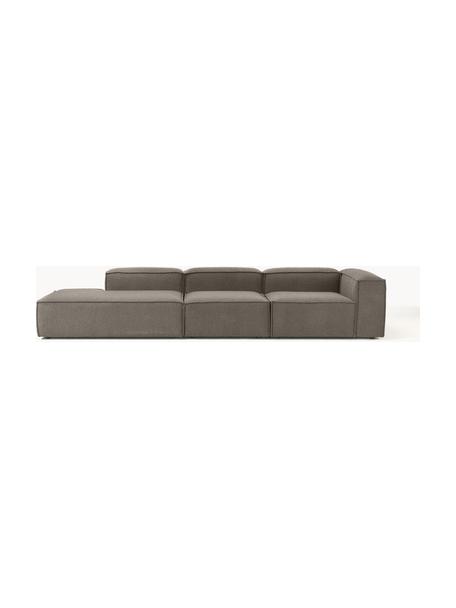 Diván modular grande en tejido bouclé Lennon, Tapizado: tejido bouclé (100% polié, Estructura: madera contrachapada de p, Patas: plástico, Bouclé greige, An 357 x F 119 cm, respaldo derecho