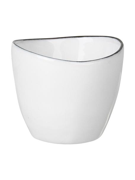 Coquetiers en porcelaine faits main Salt, 4 pièces, Porcelaine, Blanc cassé avec une bordure noire, Ø 5 x haut. 4 cm