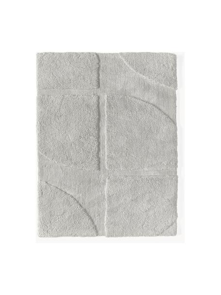Flauschiger Hochflor-Teppich Jade mit erhabener Hoch-Tief-Struktur, Flor: 100 % Polyester, GRS-zert, Hellgrau, B 120 x L 180 cm (Größe S)